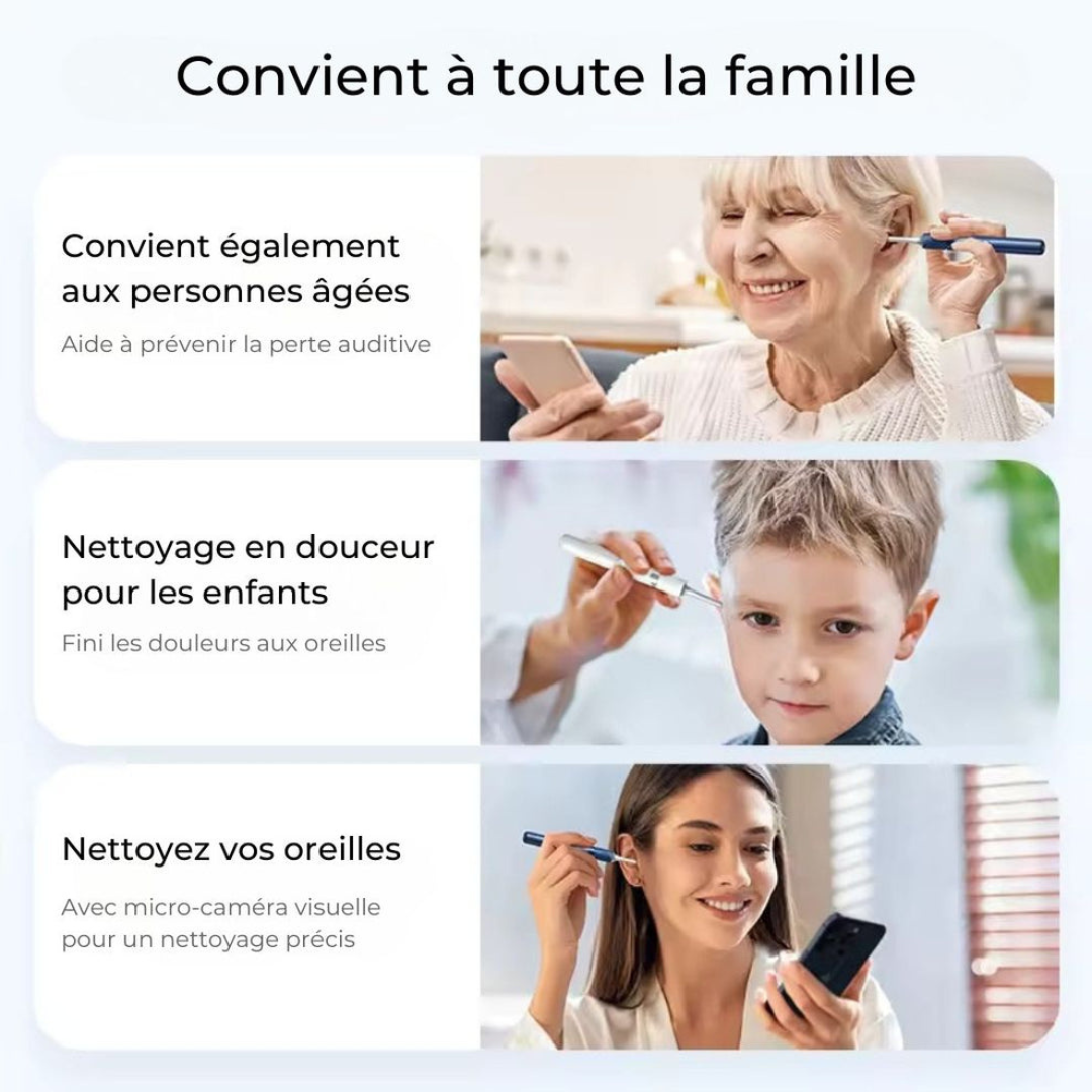 Nettoyeur d’Oreilles Sans Fil Intelligent avec Caméra 4K (Android / iOS)